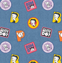 Load image into Gallery viewer, Betty Boop Collection III - Boop Denim Patches- Denim Fabric - 1/2 Meter - Cotton Fabric
