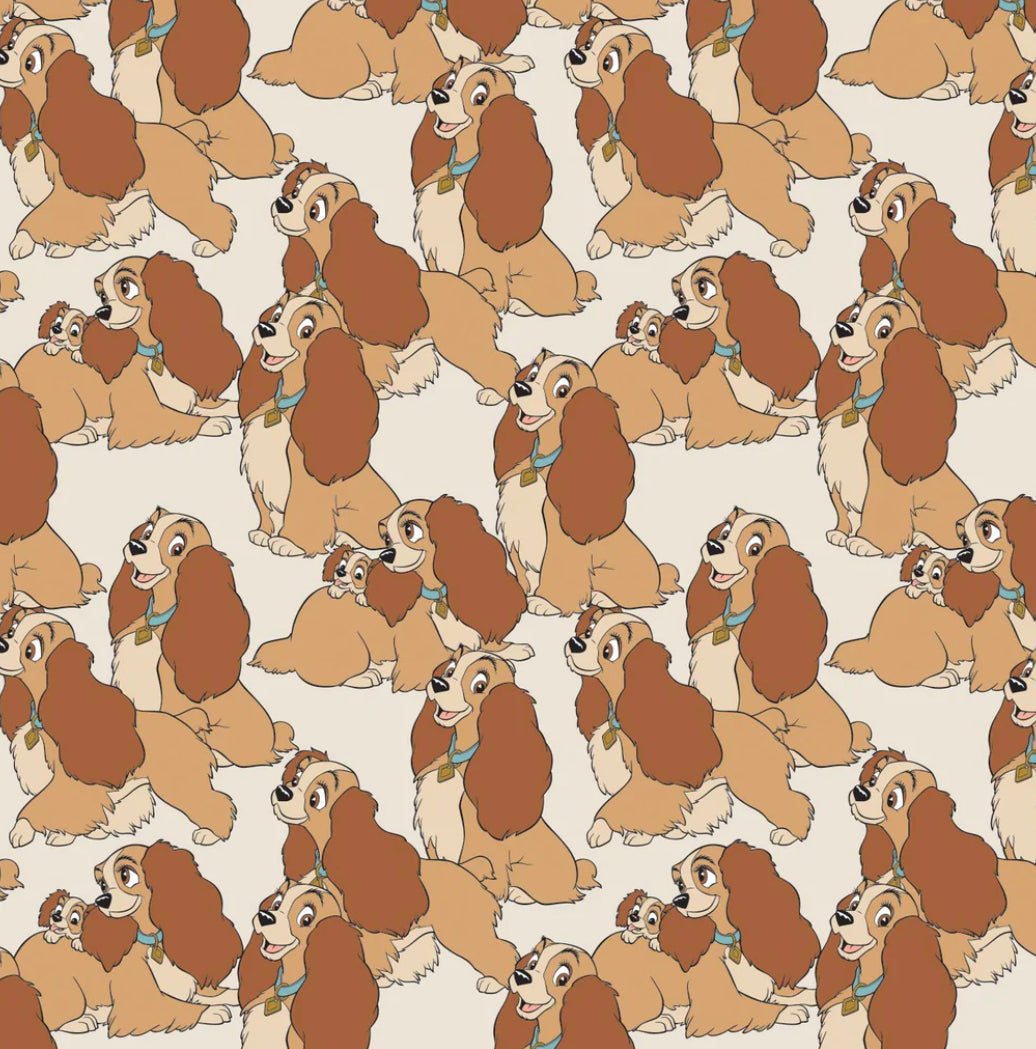 Disney Classic - Lady And The Tramp - Lady Stack Cream Fabric - 1/2 Meter - Cotton Fabric