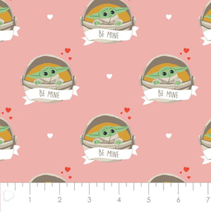 Character Valentine's Day - Be Mine - Pink Fabric - 1/2 Meter - Cotton Fabric