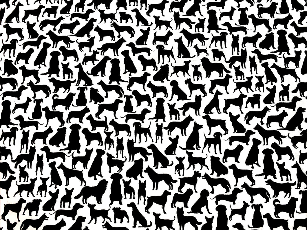 Dogs C-8921 - White Fabric - 1/2 Meter - Cotton Fabric