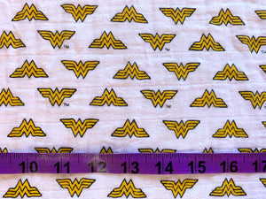 Wonder Woman Logo Fabric - 1/2 Meter - Swaddle Muslin