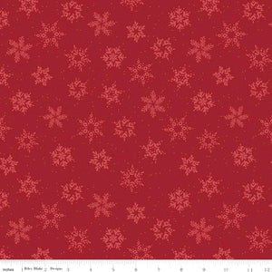 Snowflake C10713 Red Fabric - 1/2 Meter - Cotton Fabric