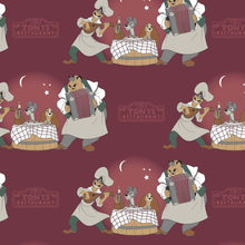 Load image into Gallery viewer, Disney Classic- Lady and the Tramp - Bella Note - Burgundy Fabric - 1/2 Meter - Cotton Fabric
