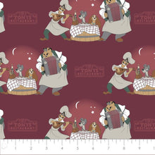 Load image into Gallery viewer, Disney Classic- Lady and the Tramp - Bella Note - Burgundy Fabric - 1/2 Meter - Cotton Fabric
