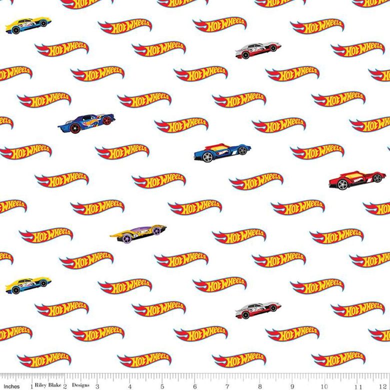 Hot Wheels C9752 White Fabric - 1/2 Meter - Cotton Fabric